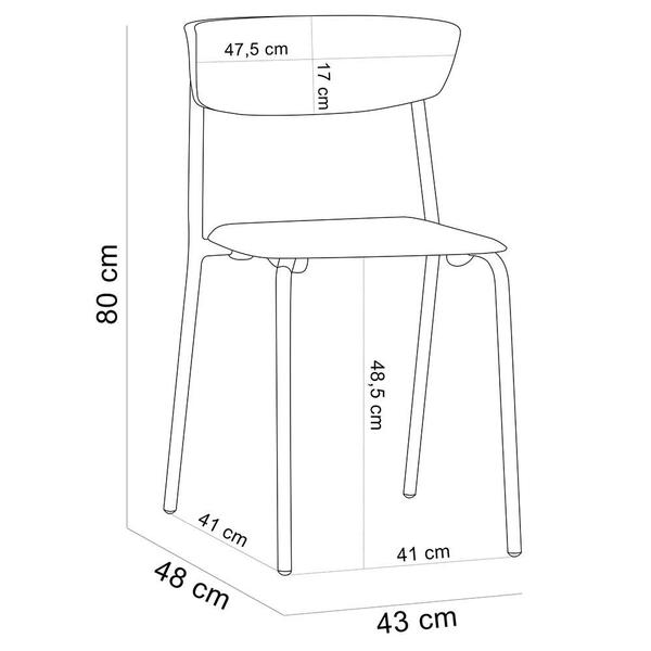 Imagem de Kit 02 Cadeiras Empilhável Fixa Atom F02 Base Aço Branco Azul - Lyam Decor