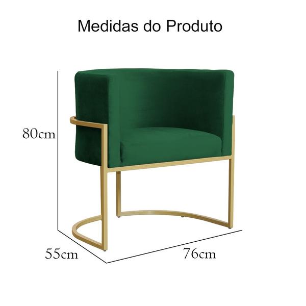 Imagem de Kit 02 Cadeiras Luna Base de Metal Dourada Veludo Escolha sua cor - WeD Decor