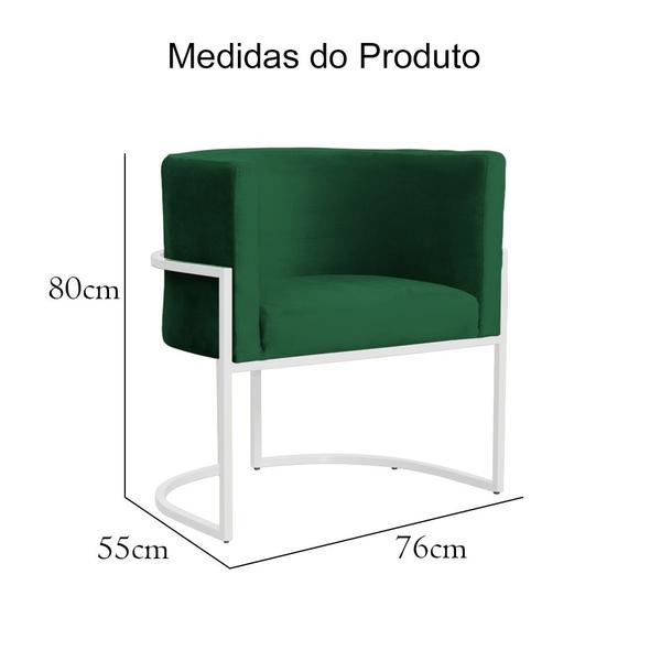 Imagem de Kit 02 Cadeiras Luna para Consultório Base de Metal Branco Veludo Escolha sua cor - WeD Decor