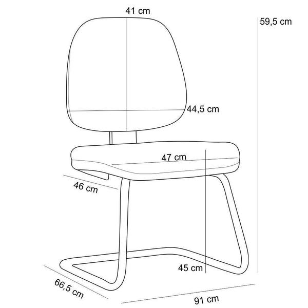 Imagem de Kit 02 Cadeiras Para Escritório Job L02 Fixa Crepe Cinza - Lyam Decor