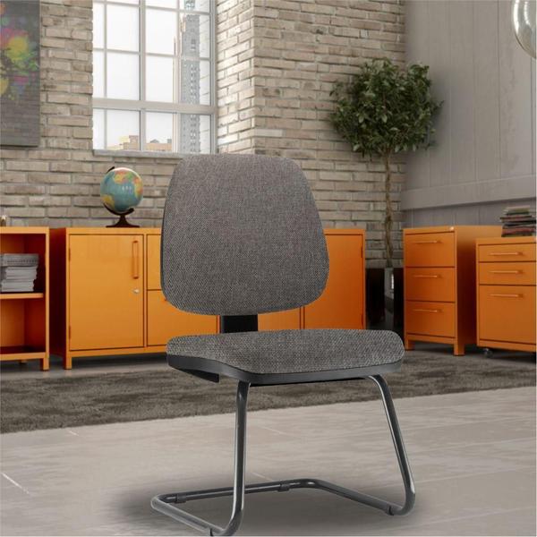 Imagem de Kit 02 Cadeiras Para Escritório Job L02 Fixa Linho Cinza Escuro - Lyam Decor