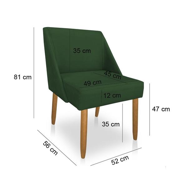 Imagem de Kit 02 Cadeiras Poltona Juliana Suede Verde Pés Palito Castanho - Pallazio