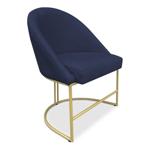 Imagem de Kit 02 Cadeiras Poltrona de Jantar Bela Suede Base Metálica Industrial Dourado - Pallazio