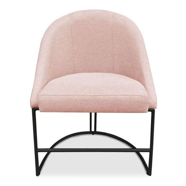 Imagem de Kit 02 Cadeiras Poltrona de Jantar Bela Suede Rosa Bebê Base Metálica Industrial Preto - Pallazio