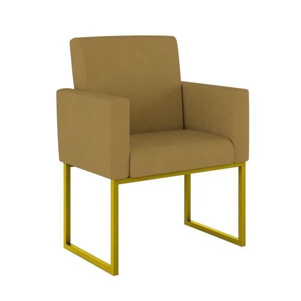 Imagem de Kit 02 Cadeiras Poltrona Decorativa Sala Quarto Base Dourado