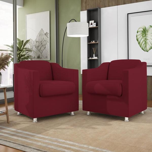 Imagem de Kit 02 Cadeiras Poltronas Decorativas Recepção Clinica Suede