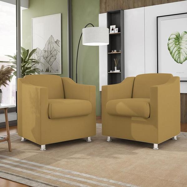 Imagem de Kit 02 Cadeiras Poltronas Decorativas Recepção Clinica Suede