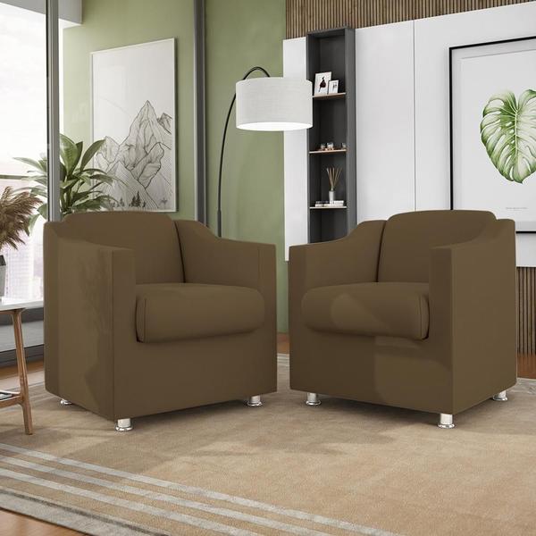 Imagem de Kit 02 Cadeiras Poltronas Decorativas Recepção Clinica Suede