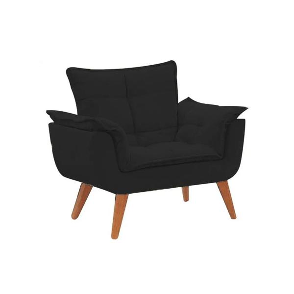 Imagem de Kit 02 Cadeiras Poltronas Opala Black Suede Preta