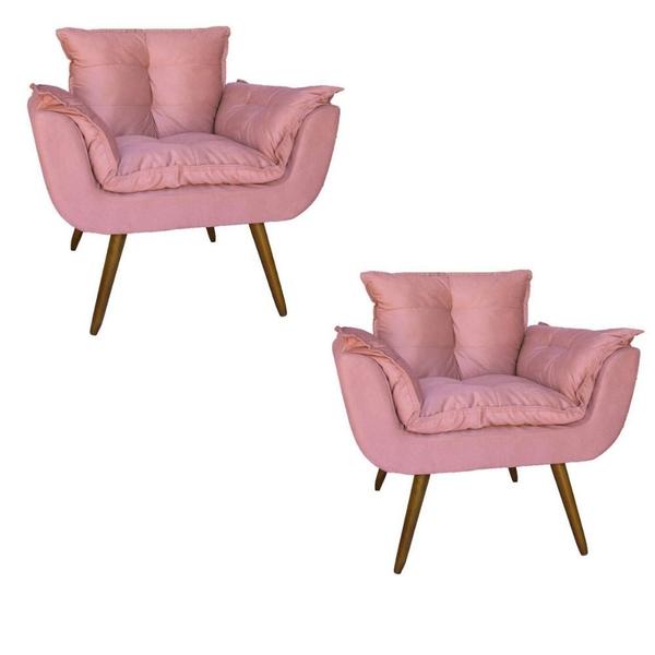 Imagem de Kit 02 Cadeiras Poltronas Opala Black Suede Rose