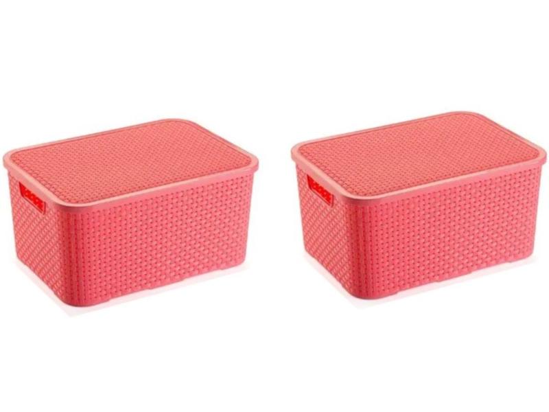 Kit 02 Caixas Organizadoras Rattan 15 L Multiuso Decorativa - Monte Líbano Imagem de Kit 02 Caixas Organizadoras Rattan 15 L Multiuso Decorativa