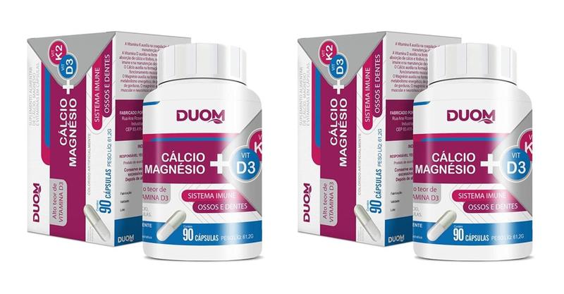 Imagem de Kit 02 Cálcio + Magnésio + Vit D3 + K2 90 Caps - Duom