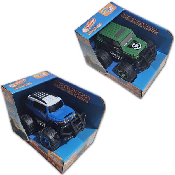 Imagem de Kit 02 Carrinhos Fricção Monster Trucks Possantes Wellkids