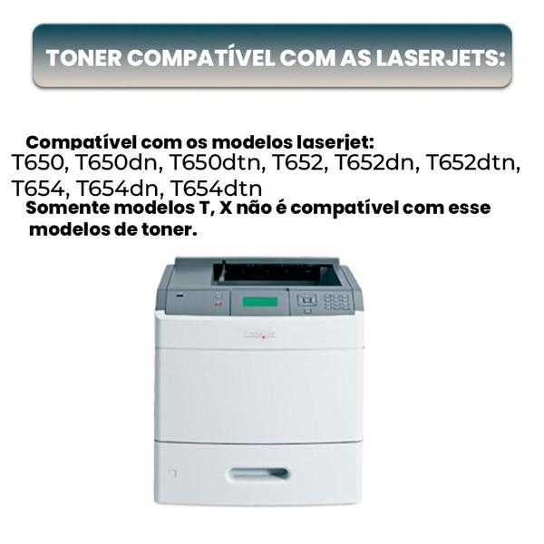 Imagem de Kit 02 cartucho de toner T650 Compatível para impressora lexmark T654dtn