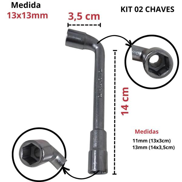 Imagem de Kit 02 Chave Biela L Furo Passante Vazada 11 13mm Aço WORKER