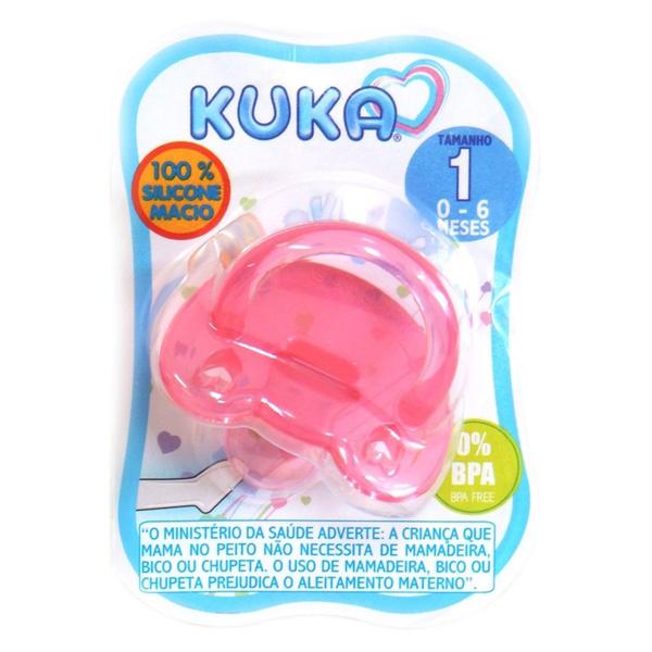 Imagem de Kit 02 Chupetas De Silicone Nº 1 Ortodôntica E Calmante Azul, Rosa ou Transparente Com Alça - Kuka