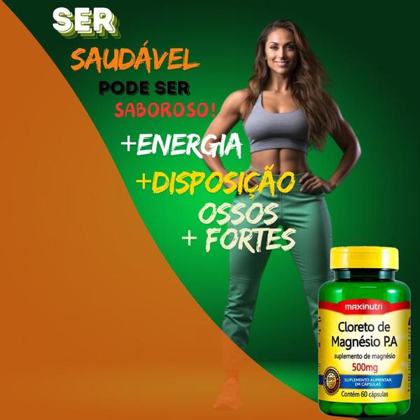 Imagem de Kit 02 Cloreto de Magnésio P A Maxinutri 500mg 60 Cápsulas