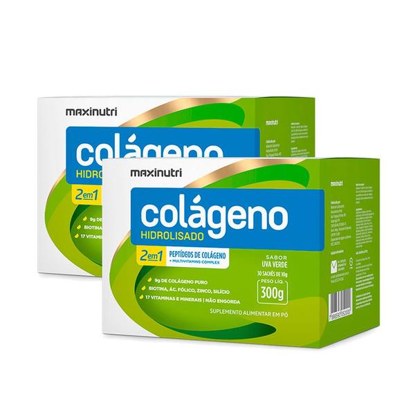 Imagem de Kit 02 Colágeno Hidrolisado 30 Saches Uva Verde Maxinutri