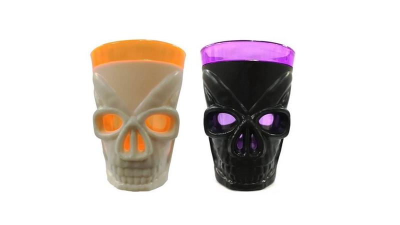 Imagem de Kit 02 Copos Dose Shot Halloween Caveira com Led