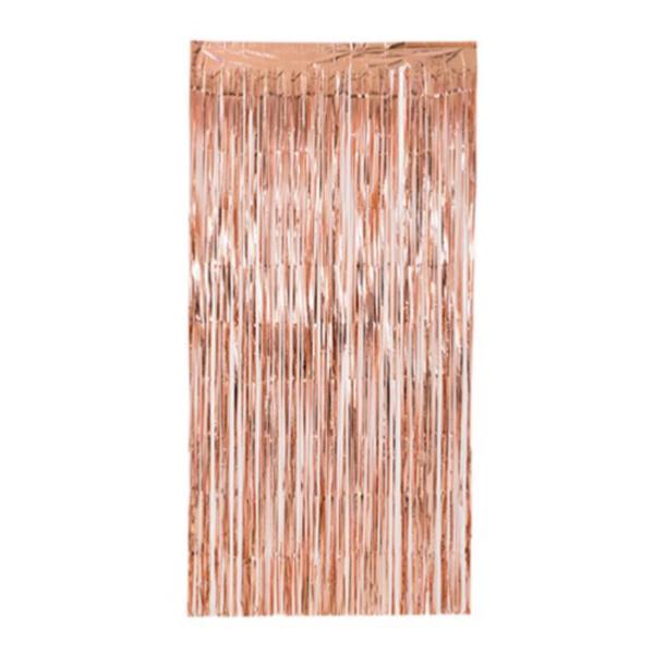 Imagem de Kit 02 Cortinas DECORAÇÃO PARA FESTA DE FRANJA metalizadas ROSE GOLD