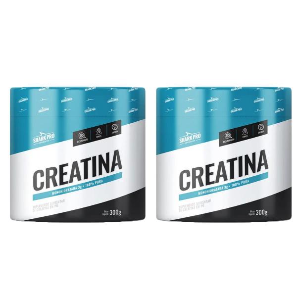 Imagem de Kit 02 Creatina Monohidratada Sem Sabor 300g Shark Pro