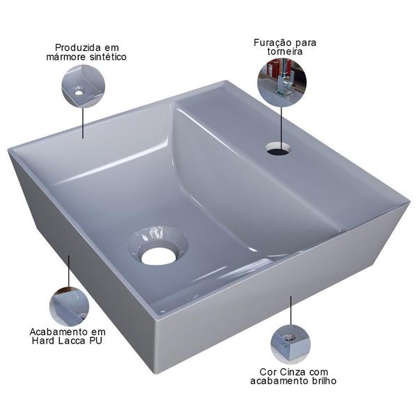 Imagem de Kit 02 Cubas de Apoio Angular Quadrada Para Banheiro Lavabo Volcano C01 AQ33W Cinza - Lyam