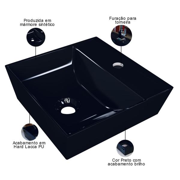 Imagem de Kit 02 Cubas de Apoio Angular Quadrada Para Banheiro Lavabo Volcano C01 AQ33W Preto - Lyam