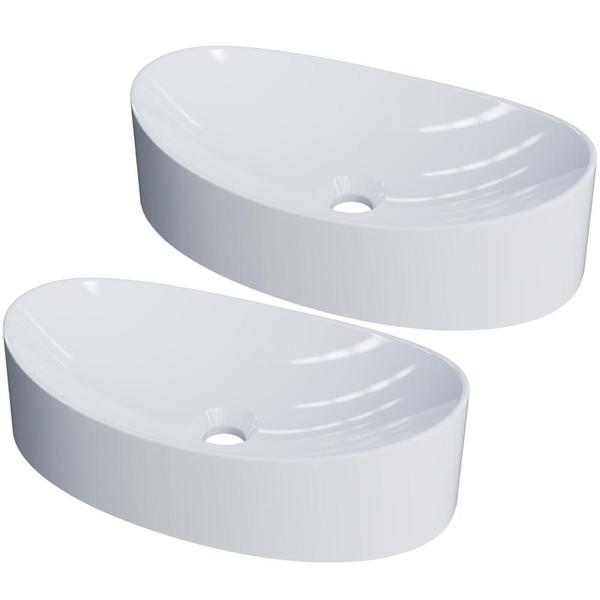 Imagem de Kit 02 Cubas de Apoio Canoa Para Banheiro Lavabo C01 BC47W Branco - Lyam