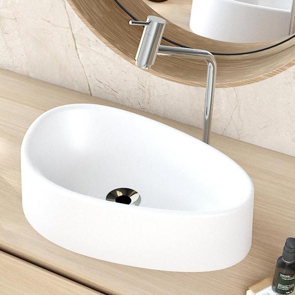 Imagem de Kit 02 Cubas de Apoio Gota Para Banheiro Lavabo C01 BG43W Branca Matte Fosca  - Lyam