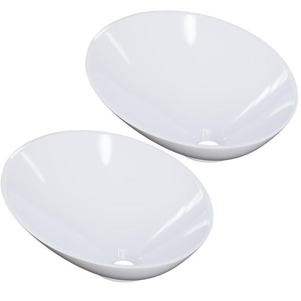 Imagem de Kit 02 Cubas de Apoio Meia Lua Para Banheiro Lavabo C01 BM38W Branco - Lyam