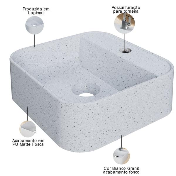 Imagem de Kit 02 Cubas de Apoio Quadrada Para Banheiro Lavabo C01 QA31W Branco Granit - Lyam