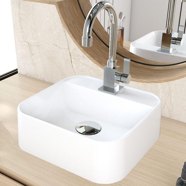 Imagem de Kit 02 Cubas de Apoio Quadrada Para Banheiro Lavabo C01 QA31W Branco - Lyam