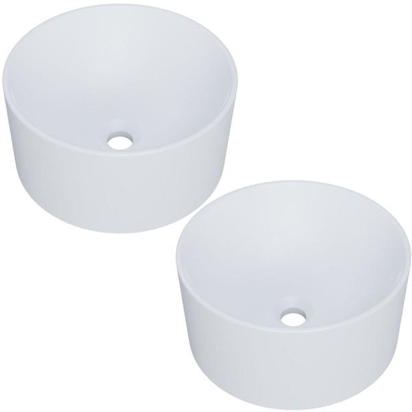 Imagem de Kit 02 Cubas de Apoio Redonda Para Banheiro Lavabo C01 BL30W Branca Matte Fosca  - Lyam