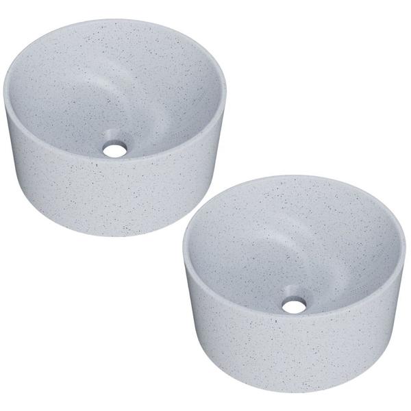 Imagem de Kit 02 Cubas de Apoio Redonda Para Banheiro Lavabo C01 BL30W Branco Granit Matte  - Lyam