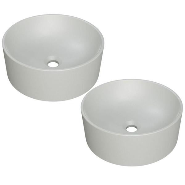 Imagem de Kit 02 Cubas de Apoio Redonda Para Banheiro Lavabo C01 BL34W Cinza Matte Fosca  - Lyam