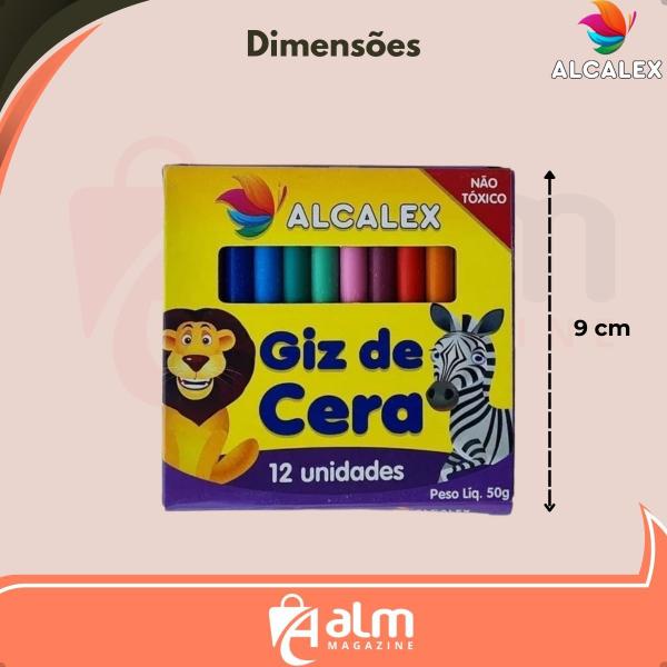 Imagem de kit 02 cx Giz De Cera  Alcalex 12 Cores 50g Escolar pintar desenhar