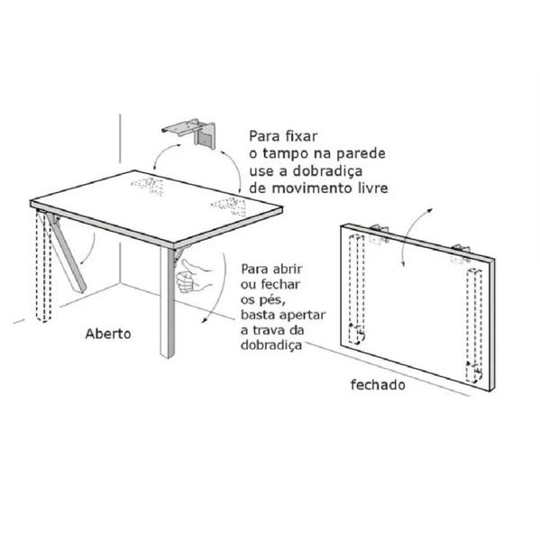 Imagem de Kit 02 Dobradiça Para Pés De Mesa Dobravel Com Trava KROK-Branca