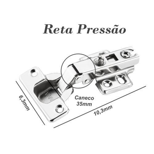 Imagem de Kit 02 Dobradiças Reta Pressão 35mm Para Móveis Armários