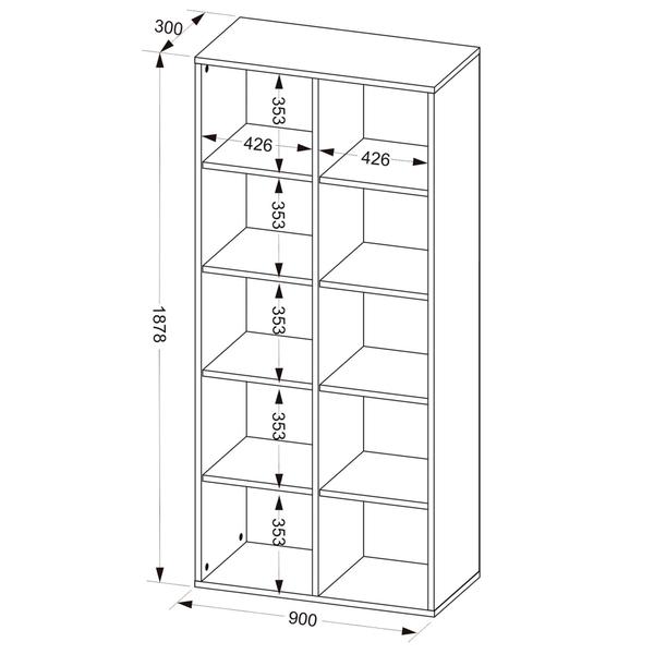 Imagem de Kit 02 Estantes Multiuso com 10 Nichos Clean 187x90 Preto - Lyam Decor