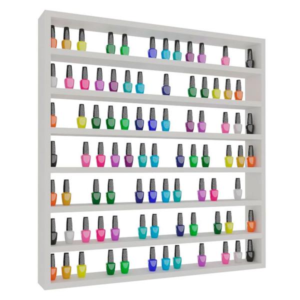 Imagem de Kit 02 Expositores Organizador de Esmaltes Manicure Bless 100%MDF com 07 Prateleiras Branco - Desk Design