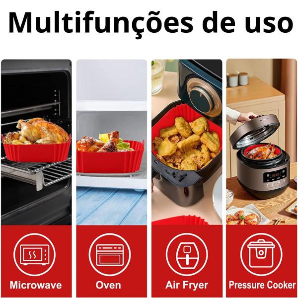 Imagem de Kit 02 Formas de Silicone Quadrada Assadeira Air Fryer e Forno Forma para Fritadeira Elétrica com Alça