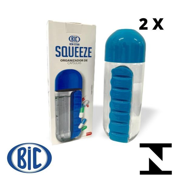 Imagem de kit 02 Garrafas Água Squeeze Porta Comprimidos - BIC