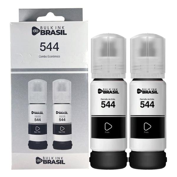 Imagem de KIt 02 Garrafas de tinta compatível T544 Preto para impressora Tank L1210