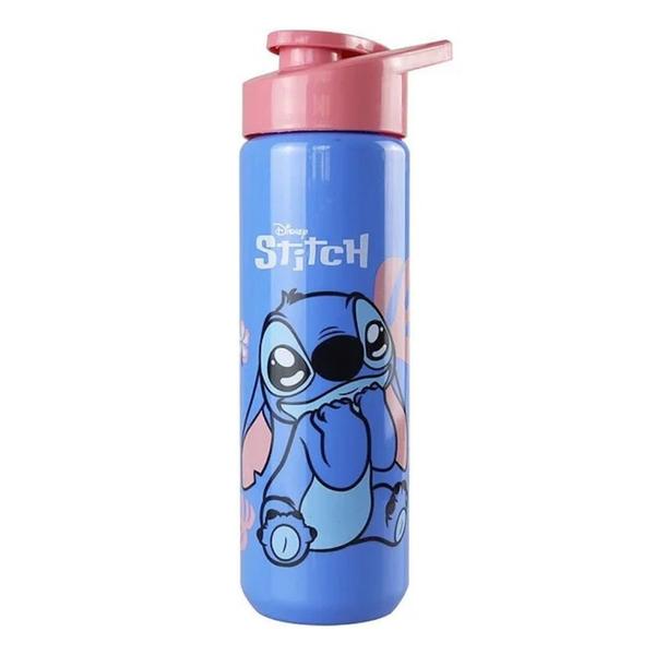 Imagem de Kit 02 Garrafas Squeeze Plástico Stitch Com Tampa e Alça 700ml Kwaii Personagem Fofo - Plasduran