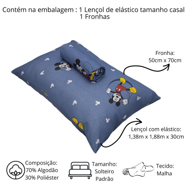 Imagem de Kit 02 Jogo de Cama Solteiro Infantil Disney Simples 2 Peças Mickey Mouse Malha Portallar