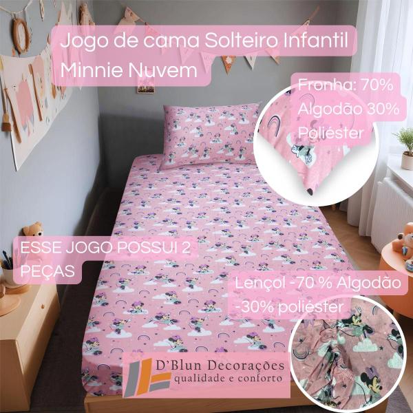 Imagem de Kit 02 Jogo de Cama Solteiro Infantil Disney Simples 2 Peças Mickey Mouse Malha Portallar