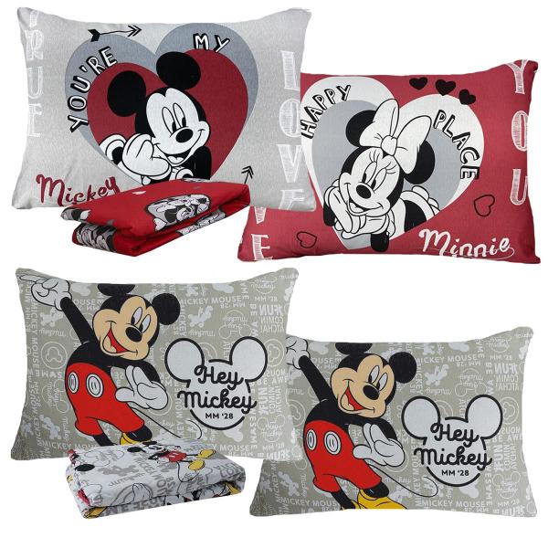 Imagem de Kit 02 Jogos De Lençol Cama Casal Disney 3 Peças Infantil Mickey E Minnie Portallar