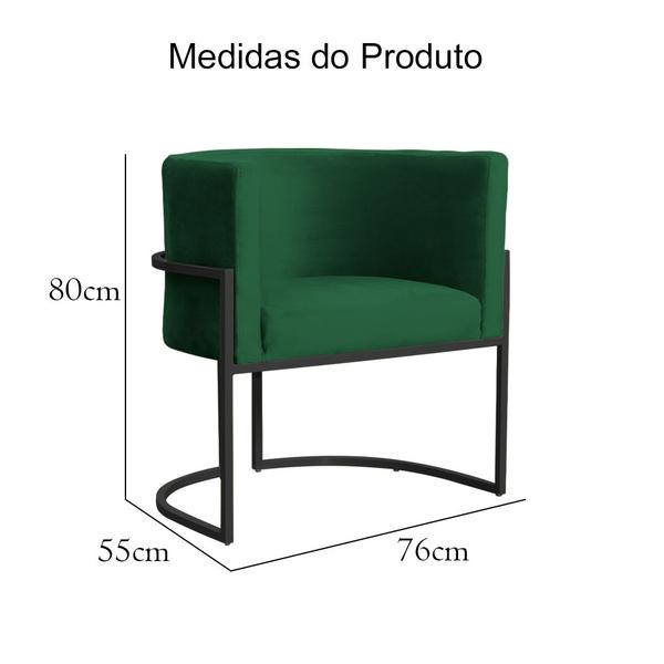 Imagem de Kit 02 Luana Veludo Verde Base Metálica Preta - Vallisa Decor