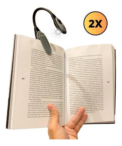 Imagem de Kit 02 Luminária Lanterna Clip Grampo Leitura Livro Notebook