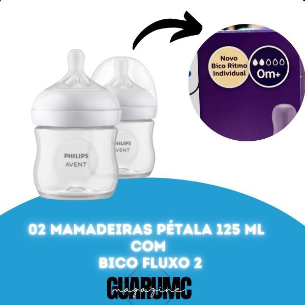 Imagem de Kit 02 Mamadeiras pétala 3.0 125ml transparente Philips Avent com bico n2 SCY900-02